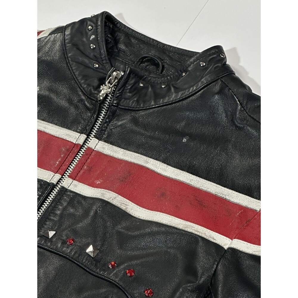 Wilson’s Leather Def Leppard Jacket Women’s Medium Studded Distressed Black Zip - Picture 12 of 15